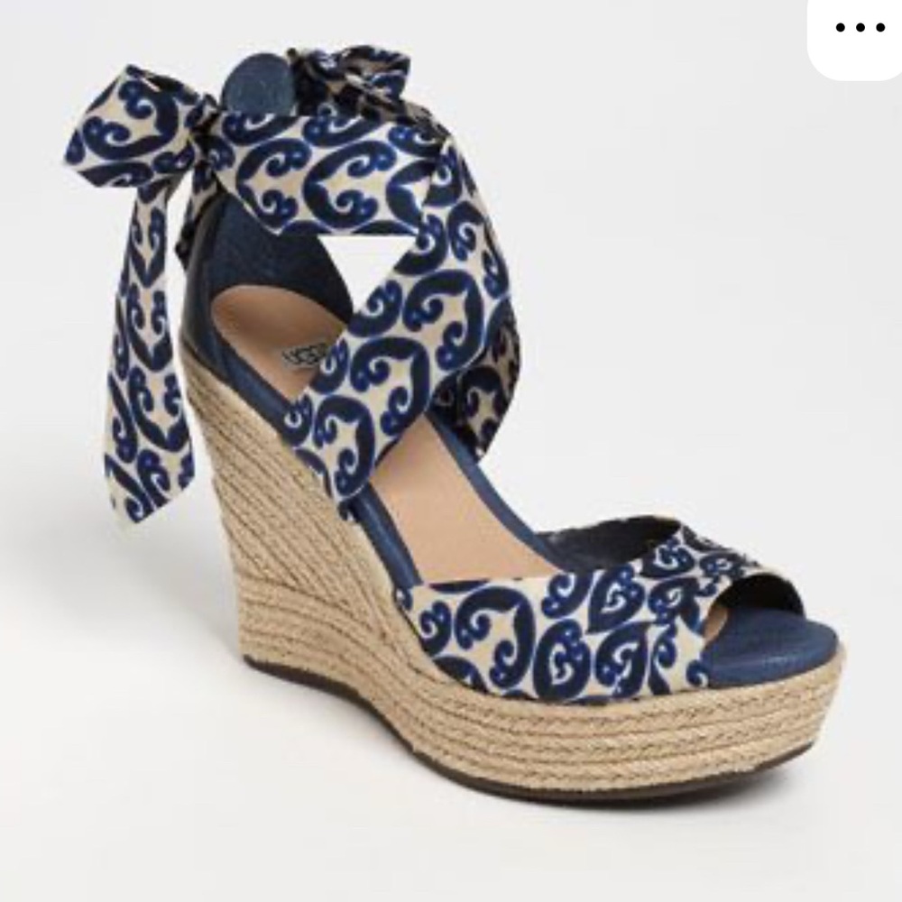 UGG® Australia 'Lucianna Marrakesh' Wedge, Stylish Blue Patterned Wedge Sandals